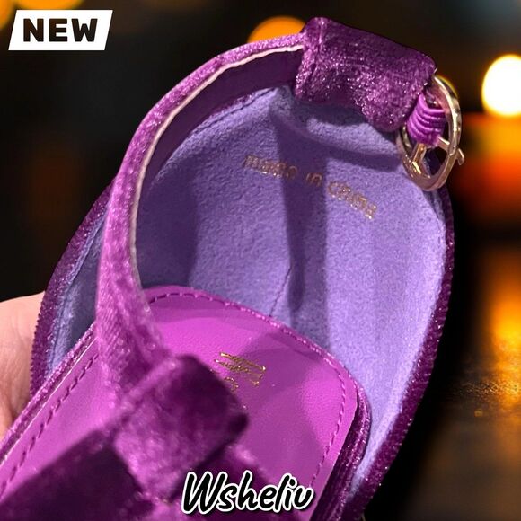 New Wsheliu Purple Velvet Platform Block Heel Sandals – Size 6 - Picture 8 of 10